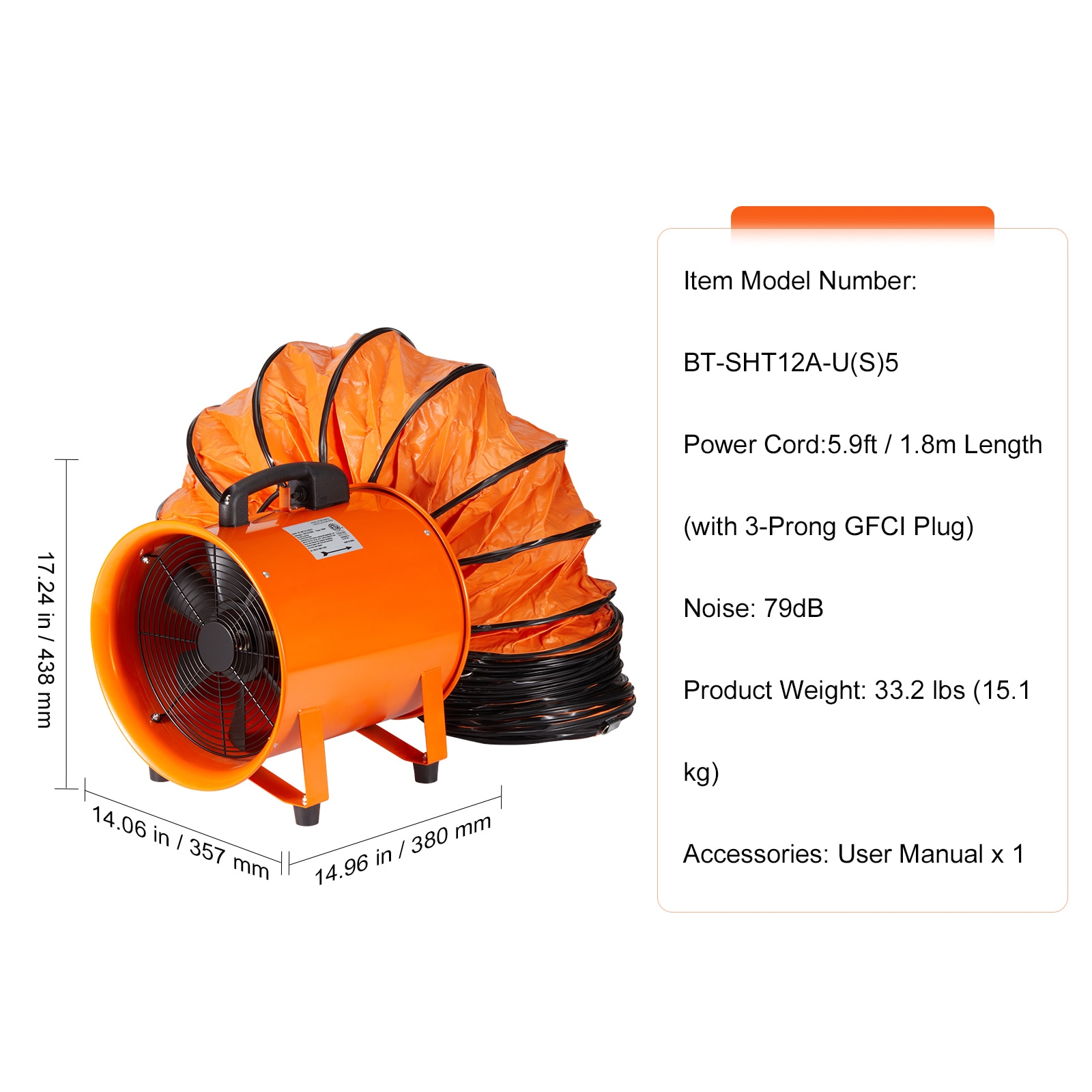 Portable Industrial Ventilator Fan With Flexible Duct Hose_voghion.com